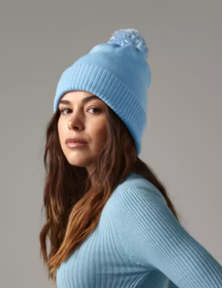 Pom pom beanie with company logo - Beechfield B450 Snowstarr - BEANIES - B450 - 1