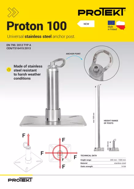 Protekt Proton100 Ankkurointipylväs - Ankkurointipisteet - Proton100-1000 - 1