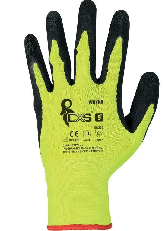 CXS Wayna Työkäsine Latex Grippi Kelta - Pinnoitetut työkäsineet - 3520-036-160 - 1