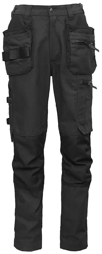 BoSafety Carbon+ cotton stretch trousers black with detachable tool pockets - Hanging-Pocket Work Trouser - TR-CARBONPLUS-0200 - 1
