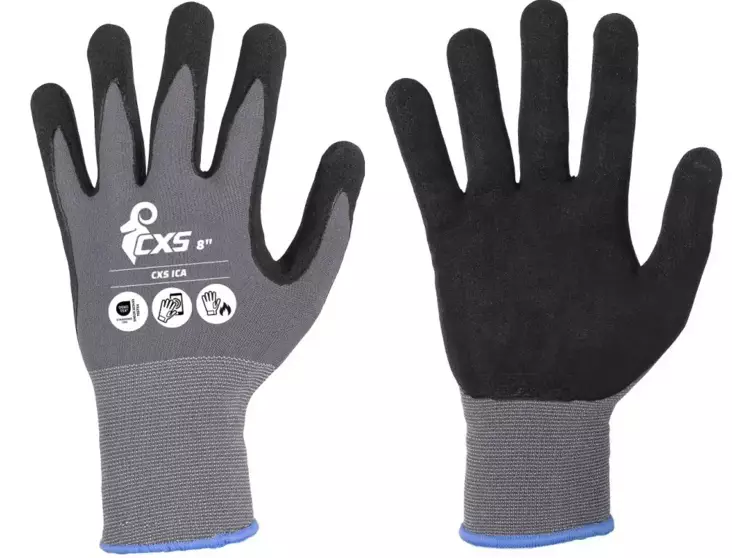 CXS ICA Nitrile Foam Work Gloves black/grey - Pinnoitetut työkäsineet - 3410-099-810 - 1