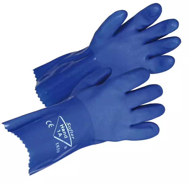 Softer PVC-kemikaalikäsine Blue Hand1A - Kemikaalisuojakäsineet - 1850 - 1