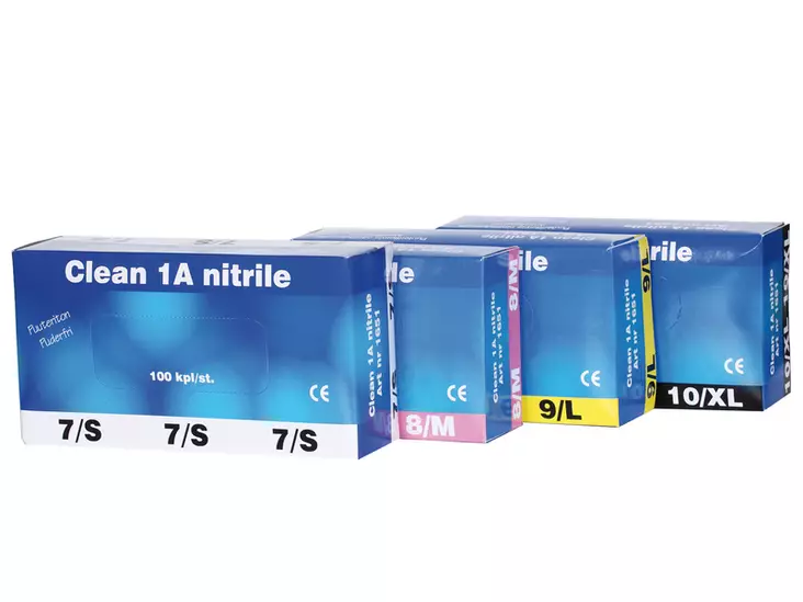 Clean 1A Nitrile disposable Glove p.ton - Kertakäyttökäsineet - 1651 - 1