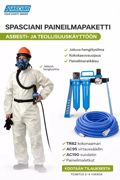 Spasciani TR82 paineilmasuojainpaketti asbestityöhön - Moottoroidut puhallinsuojaimet - AC190-TR82 - 1