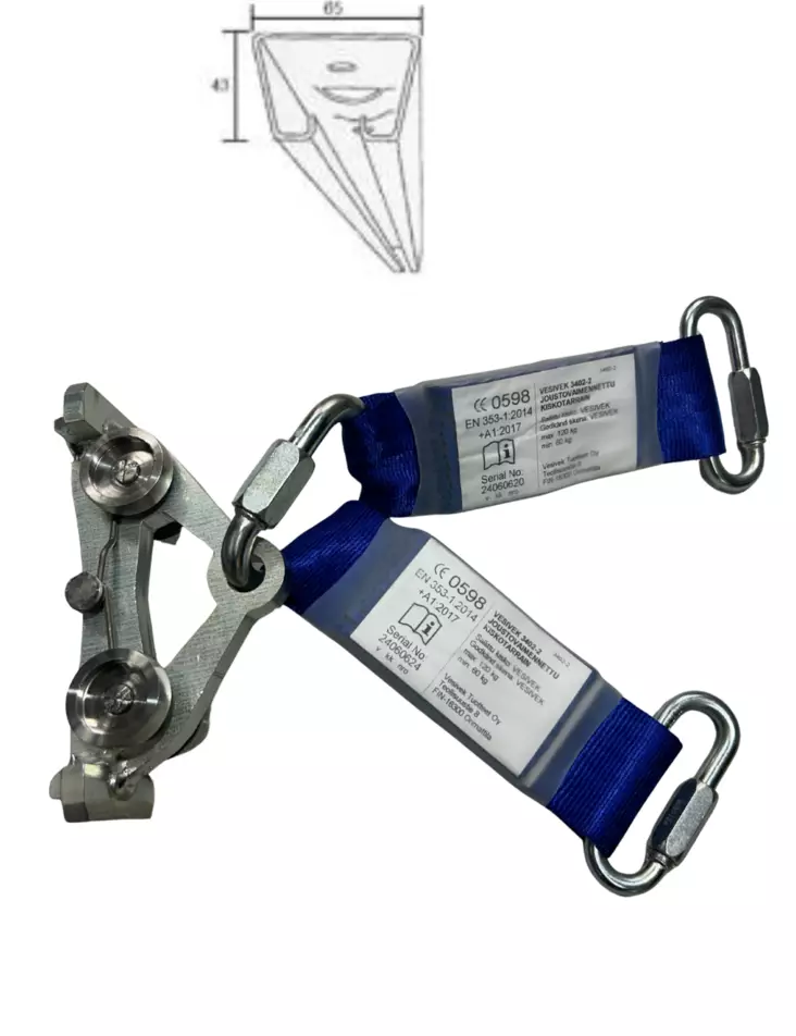 Nousuvaunu NC NESCO kiskotarrain nykäyksen vaimentimella - Ankkurointipisteet - 3402-2 - 1