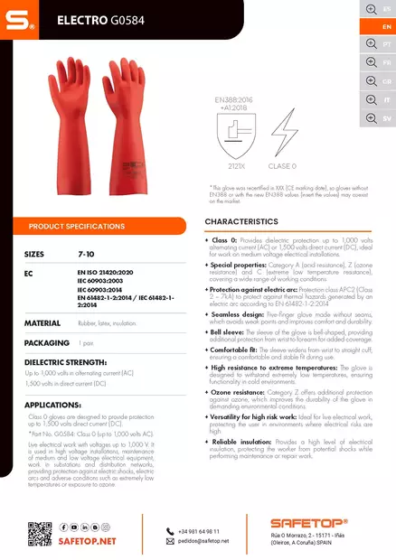 Safetop ELECTRO G0584 jännitesuojakäsine - Hitsaus- ja lämpökäsineet - G0584 - 2
