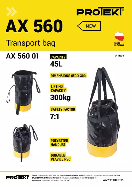 AX560 Nostosäkki 45L 300kg PVC - Laukut ja Reput - AX560_45 - 2