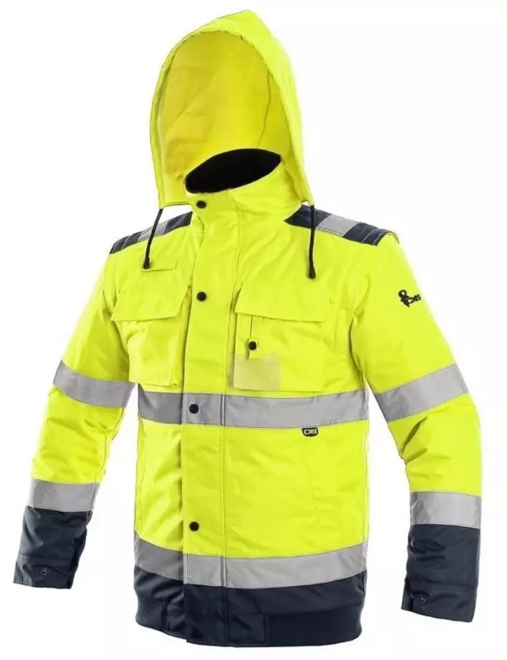 CXS Luton Hi-Vis Winter Jacket with Hood - High Visibility Winter Jackets EN ISO 20471 Class 1–3 - 1110-051-155 - 1