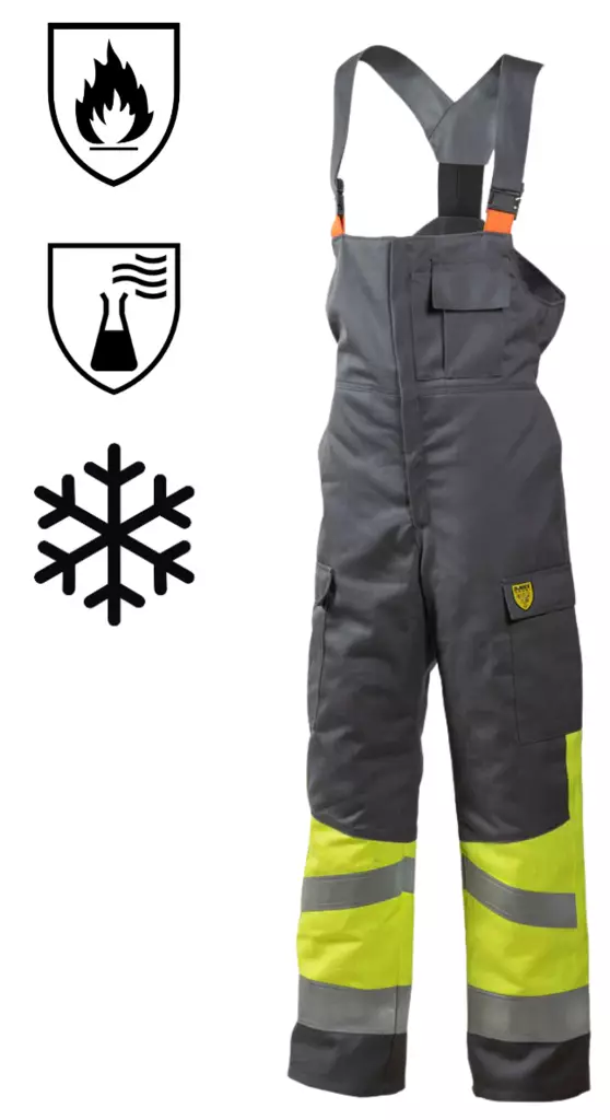 Dimex 6005 Multinorm Winter Pants Bib Overalls High-Visibility, Flame and Chemical Protection - FLAME RESISTANT TROUSERS - 6005 - 1