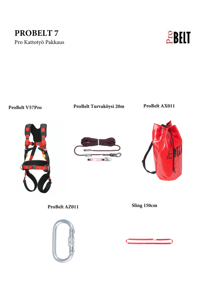 Probelt Roof Work Harness Package V57PRO with 20m Rope - Pakkaukset putoamissuojaimille - PB7 - 1