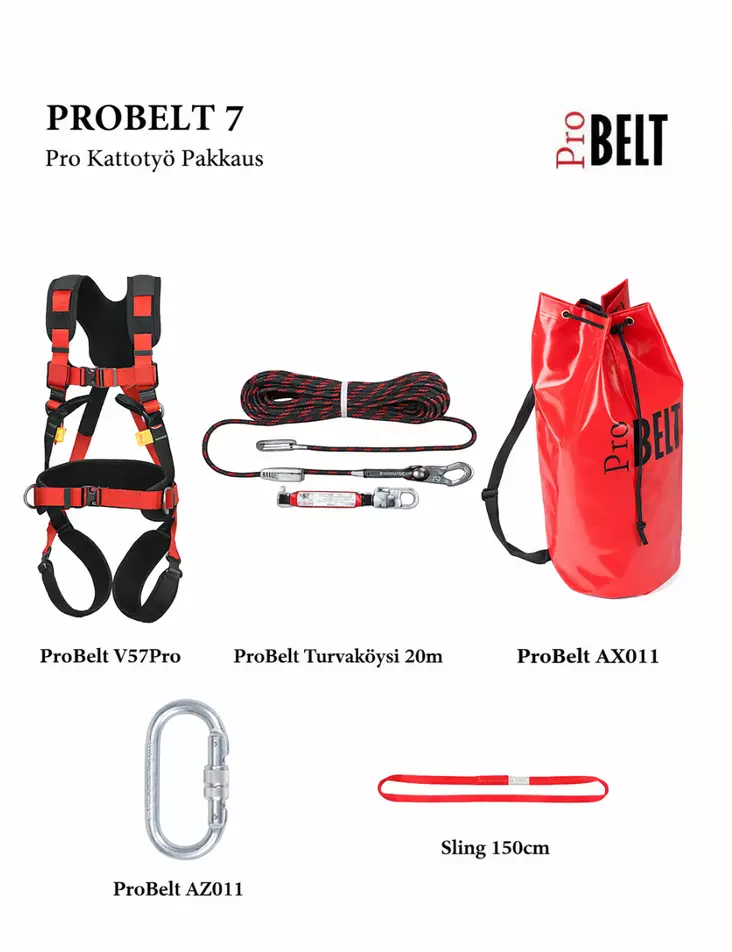 Probelt Roof Work Harness Package V57PRO with 20m Rope - Pakkaukset putoamissuojaimille - PB7 - 1