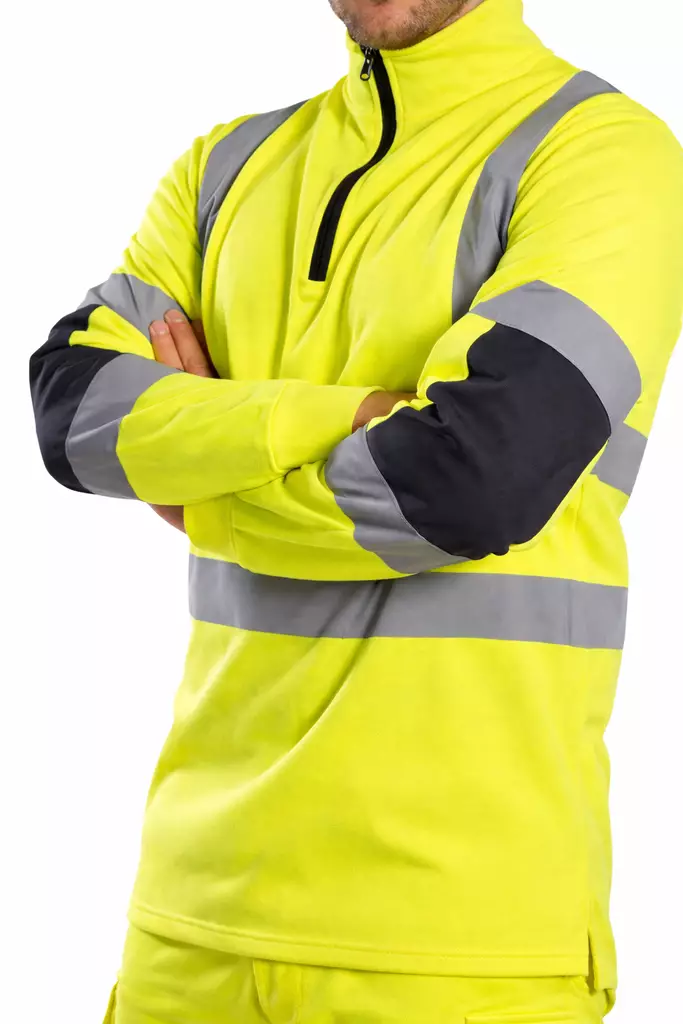Portwest B308 High Visibility Quarter Zip Sweatshirt (Xenon) - HIVIS SWEATSHIRT | FLEECE - B308 - 1