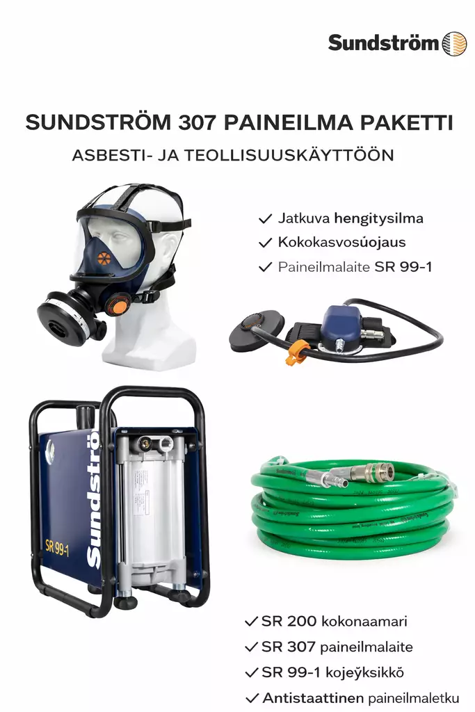 Sundström SR 307 compressed air full face respirator kit - Powered air purifying respirator - SR_307_COMPRESSED - 1