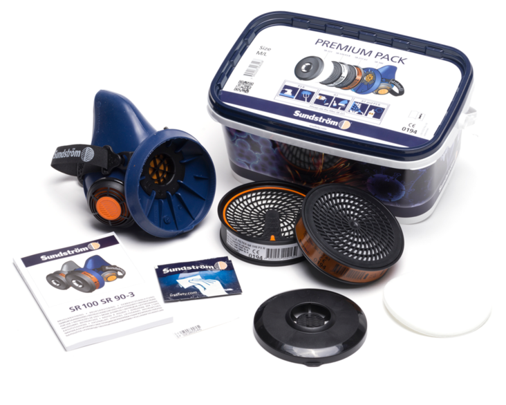 Puolinaamari Sundström SR100M Premium Pack / peruskaasulle A1 - Puolinaamarit - SR100PREMPACK - 1