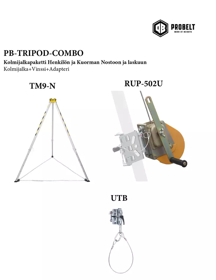 TM9-Combo Kolmijalka-Paketti - Pakkaukset putoamissuojaimille - PB_Tripod_Combo - 1