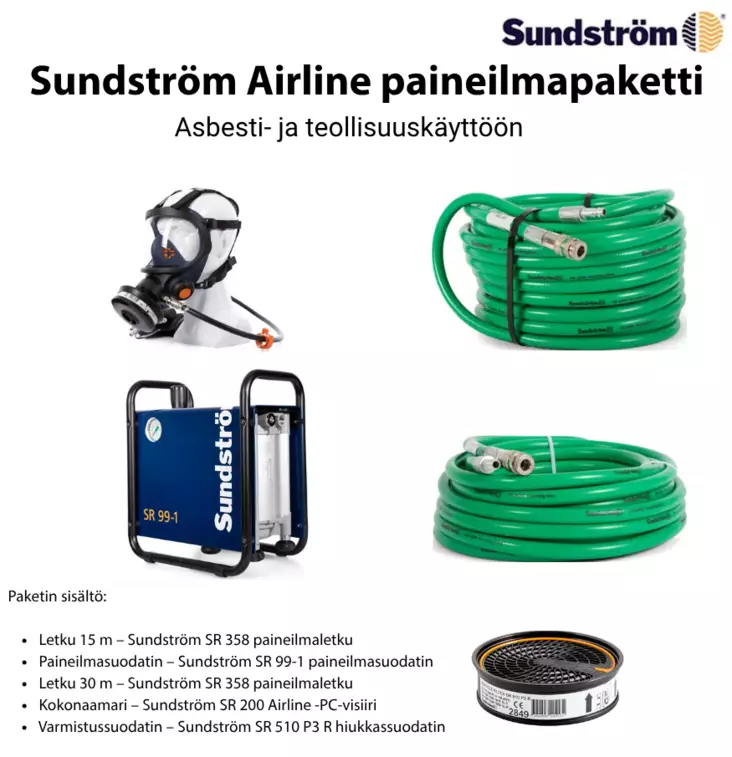 Sundström SR 99-1 ja SR 200 Airline paineilmasuojainpaketti - Moottoroidut puhallinsuojaimet - SR_COMPRESSED_AIR - 1
